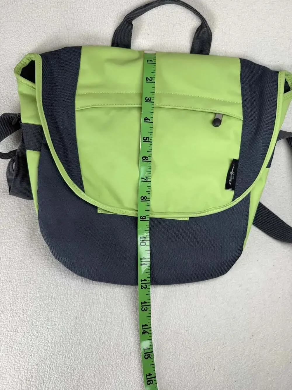 Eddie Bauer Two-Tone Green and Charcoal Gray Flap Messenger Shoulder Bag